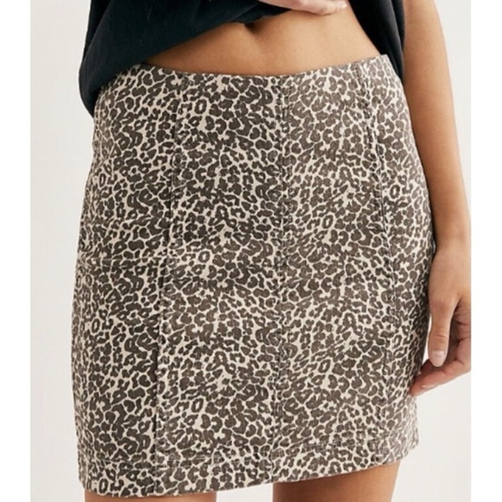 Free People Leopard Print Mini Skirt - Black and White